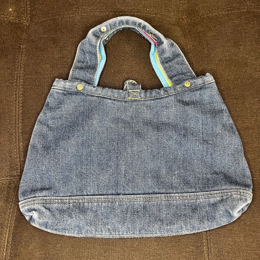 Old Navy Kids Denim Rainbow Heart Handbag‎ Purse Kidcore Y2K Rainbow Hearts